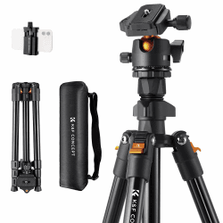 K&F Concept K234A0 Handy Stativ,163cm Kamera Stativ, Tripod für unterwegs (BI234M), Stativ für Smartphone mit Handyhalterung, Aluminium Reisestativ 8KG/163cm