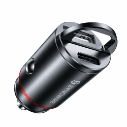 SYNCWIRE 60W Zigarettenanzünder USB C & USB Auto Adapter [PPS PD 30W & QC 3.0] Super Mini Ganzmetall KFZ Ladegerät USBC Schnellladung Kompatibel mit iPhone 15 Pro Max 14 13, Google Pixel, Samsung 60W Schwarz