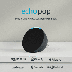 Zertifiziert und generalüberholt Echo Pop | Kompakter und smarter Bluetooth-Lautsprecher mit vollem Klang und Alexa | Anthrazit BLACK