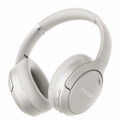 RUNOLIM Bluetooth Kopfhörer Over-ear, Active Noise Cancelling Kopfhoerer, Kopfhörer Kabellos Bluetooth Over Ear, 65h Spielzeit im ANC-Modus, Hi-Res Audio, Tiefer Bass, Transparenz-Modus Silber