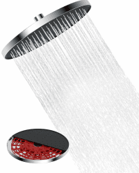 Hibbent Selbstreinigende regendusche duschkopf, Fester duschkopf regendusche 10 Zoll, Runder Regenduschkopf mit Reinigungsvorrichtung, Chrom Chrom-10in-round