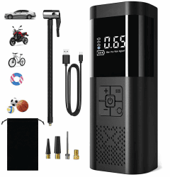 Bestyks Elektrische Luftpumpe 12V 6000mAh Wiederaufladbarer Autoreifen Pumpe 150 Psi Elektrischer Kompressor Fahrradpumpe mit USB/LED-Licht für Auto Fahrrad Motorrad BäLle,USB-Powerbank Multifunktions