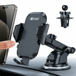 andobil Handyhalterung Auto [ 2024 Neueste Saugnapf ] 3 in 1 Saugnapf & Lüftung Halter Universale KFZ Autohalterung Zubehör für iPhone 15 Pro Max 14 13 12 11 Samsung Galaxy S24 Ultra S23 S22 Usw Kohlefaser Schwarz