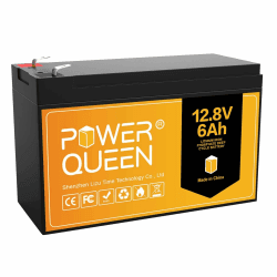 Power Queen 12Volt 6Ah LiFePO4 Batterie, Wiederaufladbare Lithium-Batterie mit 3000+ Deep Cycles, Eingebauter 6A BMS Schutz für Solaranlage, Fischfinder, Solarpanel Kit, Wohnmobil, Camping 12V6Ah