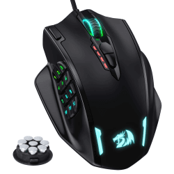 Redragon M908 Impact RGB LED MMO Maus mit Seitentasten, optische kabelgebundene Gaming-Maus mit 12.400DPI, hohe Präzision, 20 programmierbare Maustasten Schwarz M908