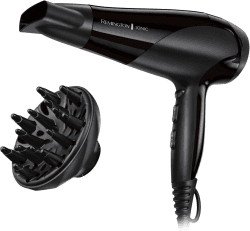 Remington Haartrockner Ionen (2200W, Ionenpflege-Keramik-Ring: schonendes Styling & gleichmäßige Wärmeverteilung, 3 Heiz- & 2 separate Gebläsestufen + Abkühlstufe, 2 Aufsätze) D3198 [Amazon Exklusiv] EU Netzstecker