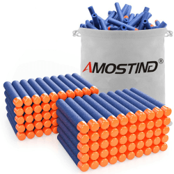 AMOSTING 100 Pfeile für Nerf Elite 2.0 mit Kordelzugbeutel, Ersatzpfeile Munition Foam Darts kompatibel mit Nerf Hasbro Fortnite Blau