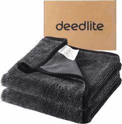 Deedlite Shiny Bath XXL Trockentuch, Fast Dry Trockentuch, Mikrofasertücher, Shiny Bath Wipes Tücher Original, Premium Trockentuch für Duschkabine, Auto, Haushalt, Camping (40x60cm, 2 Stück) 40 x 60 cm 2 Stück-schwarz