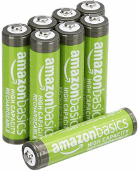 Amazon Basics AAA-Batterien mit hoher Kapazität, 850 mAh, wiederaufladbar, vorgeladen, NiMh, 8 Stück 8 Stück AAA