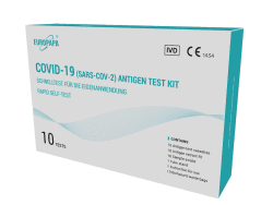 EUROPAPA® 10x Corona Laientest Selbsttest Covid-19 Antigentest auf SARS-CoV-2 Schnelltest zur Eigenanwendung Testkassete Probentupfer Antigenextrakt einzelverpackt 10 Stück