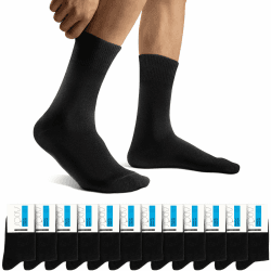 Falechay Herren Socken 12 Paar Sportsocken Classic Schwarz Atmungsaktive Baumwolle 43-46 Schwarz