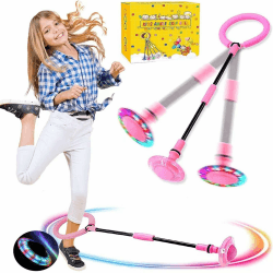 Q-WOOFF Kinder Blinkender Springring, Sport Sprungball，Faltbarer Flash Jumping Ball, Geeignet Für Geschicklichkeitsspiele Für Kinder Oder Erwachsene, Übung (Rosa) (L)