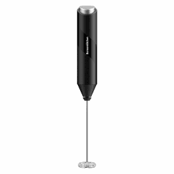 Bonsenkitchen Elektrische Milchaufschäumer, Handheld Milchschäumer Stab für Kaffee, Latte Macchiato, Cappuccino, Matcha, batteriebetrieben, Kaffeemixstab - Schwarz