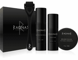 RAGNAR - Bart Set | Bartwuchsmittel für Männer | Bartwuchs fördern | Bartlücken schließen | Bartwachstumsserum | Bartroller + Gratis Bartbalsam/Bartwachs