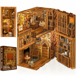 Cutefun Book Nook Puppenhaus Kit,DIY Miniatur Puppenhaus Bücherecke Bibliothek Häuser Modellbausätze mit LED Leuchten Bücherregal Dekor,Eternal Bookstore(YS05) A Eternal Bookstore