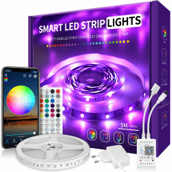 VKH LED Strip 5m, LED Streifen 5m Selbstklebend Bluetooth RGB LED Band mit Fernbedienung und APP, LED Lichterkette LED Beleuchtung Leds für Zimmer Gaming Party Rgb 5m