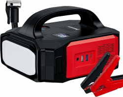 Povasee Starthilfe Powerbank mit Luftkompressor, 3500A Auto Starthilfe mit Zwei LCD Anzeigen, Starthilfekabel Robust, Großer Taschenlampe, Batterie Booster Starthilfe für Alle Benziner/8L Diesel 3500A mit Luftkompressor