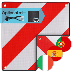 PLANGER® - Warntafel Italien und Spanien 2in1 (50 x 50 cm) - Reflektierendes Warnschild rot weiß für Heckträger u Fahrradträger IT & ES (2in1) IT & ES (2in1)