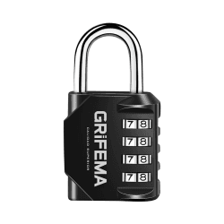 GRIFEMA Zahlenschloss 4 Stellig-Vorhängeschloss Wetterfest Frostsicher,Schloss mit Zahlencode Zinklegierung,Robust,Sicher, Schlösser für Spind, Schuppen, Schule, Fitnessstudio,1Pack, Black 1 Stück Schwarz