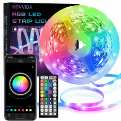 HOVVIDA LED Strip 5M, 30 LEDs/Meter, 150 LED, RGB LED Streifen, APP und Fernbedienung, Musikmodus, Timing-Modus, LED für Zimmer, Wohnzimmer, Küche, Schlafzimmer, Bar, Party 5M Rgb