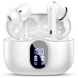 Bluetooth Kopfhörer, Kopfhörer Kabellos Bluetooth 5.3 In Ear Kopfhörer mit 4 Mikrofon, Kabellose Kopfhörer ENC Lärmreduzierung Ohrhörer, 40H Deep Bass Weiß