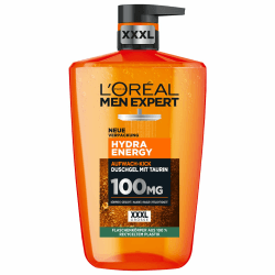 L'Oréal Men Expert XXXL Duschgel und Shampoo für Männer, Duschbad zur Reinigung von Körper, Haar und Gesicht, Herren Körperpflege für langanhaltende Frische mit Taurin, Hydra Energy, 1 x 1000 ml XXXL 1L Duschgel