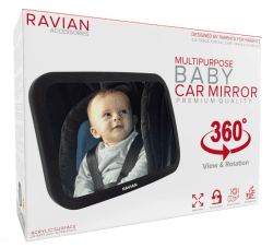 Babyautospiegel für den Rücksitz - Sicherster Autositzspiegel mit kristallklarer Sicht, bruchsicherer, verstellbarer Rückspiegel für Säuglinge, Kinder, Babys und Neugeborene mit Blick nach hinten 1 Stück