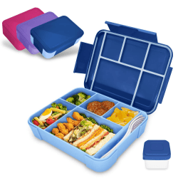IJIAMY Brotdose Kinder mit Fächern, Bento Box Kinder, Auslaufsicher Lunchbox Kinder, Brotbox für Mädchen & Jungen, Snackbox, Perfekt für Schule, Kindergarten & Ausflüge Royalblau