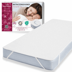 PATAYA Matratzenschoner 90 x 200 cm – wasserdichte Matratzenauflage, sowie eine inkontinenzauflage, Matratzenschutz wasserdicht, inkontinenzunterlage waschbar (90 x 200 cm) White White 90 x 200cm