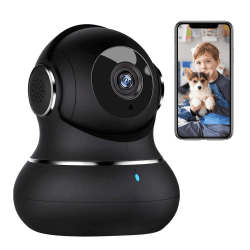 Little elf Überwachungskamera, Litokam 2K Babyphone mit Kamera mit Bewegungserkennung, Kamera Überwachung Innen mit Nachtsicht, 360°Hundekamera mit APP 2-Wege-Audio, WLAN Kamera für SD &Cloud-Speicher 1 Stück (1er Pack) Schwarz