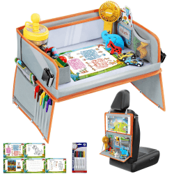 Jojoin Kinder Reisetisch Kindersitz Spiel - Doppelfunktion und Auto Rückenlehnenschutz - Auto Organizer mit Transparenter Zeichnungsfilm - 5 Zeichnungsplatten und 6 Farbpens, Polyester