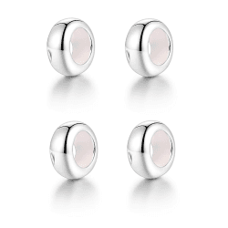 GW Charms Stopper 925 Sterling Silber für Armband mit Gummi Clip Stopper Charms für Bead Charm Armband Anhänger Spacer 4x Silber