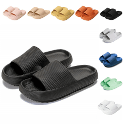 Sumvov Cozyslides Original Damen Schlappen 100% EVA Super Weich Rutschfest Badeschuhe Cozislides Original Hausschuhe Damen 38/39 EU Schwarz