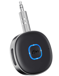 Mohard AUX Bluetooth Adapter Auto, Drahtloser KFZ Bluetooth 5.3 Empfänger für Heim-Stereo/Kabelgebundene Kopfhörer, Bluetooth Adapter AUX 3,5mm, Freisprechen, Dual Verbindung, 16 Stunden Spielzeit Gray
