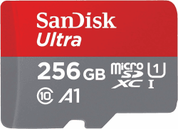 SanDisk Ultra Android microSDXC UHS-I Speicherkarte 256 GB + Adapter (Für Smartphones und Tablets, A1, Class 10, U1, Full HD-Videos, bis zu 150 MB/s Lesegeschwindigkeit) Single Pack 256GB Up to 150MB/s