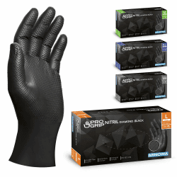 PROGRIP Einweghandschuhe Diamant Grip, Schwarz, Einmalhandschuhe Extra Stark, Nitrilhandschuhe Gr. L, 2x dicker, Handschuhe Einweg, Arbeitshandschuhe für Werkstatt & Montage, 50 Stk/Box L schwarz 50