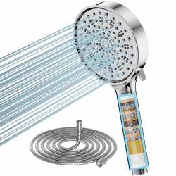 Cobbe Duschkopf mit Filter, Hochdruck Handbrause mit Schlauch, 6 Strahlarten Duschkopf Wassersparend mit Filtration in 20 Schichten, Duschbrause für Hartes Wasser,Rest-Chlor,Bakterien, Schwermetall Chrom 6 Strahlarten Schlauch