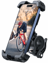 Lamicall Handyhalterung Fahrrad, Handyhalter Motorrad - 2024 Universal 360° Fahrrad Halter für iPhone 15 14 Pro Max Plus, SE, 13 12 Pro Max Mini, 11, Xs Max, XR, X, 8, 7, Samsung S10 S9, Smartphone Schwarz