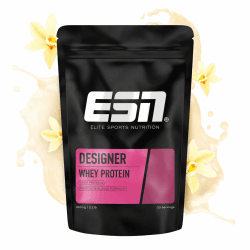 ESN Designer Whey Protein Pulver, Vanilla, 1 kg, bis zu 23 g Protein pro Portion, ideal zum Muskelaufbau und -erhalt, geprüfte Qualität - made in Germany Vanille