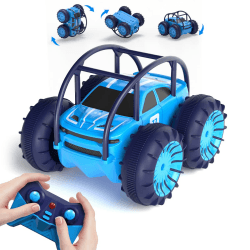 MaxTronic Direktladung Ferngesteuertes Auto mit LED Licht, Amphibien Wasserdichter RC Stunt Auto 360° Flips, 4WD 15KM/H Offroad 2.4G MonsterTruck Spielzeug Mädche Jungen für Kinder ab 3 Jahren Blau-direktladung
