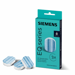Siemens Entkalkungstabletten TZ80002A, 3 Stück, entfernt Kalkablagerungen und schützt vor Korrosion, Original-Zubehör, passend für Kaffeevollautomaten der Reihen EQ, surpresso und Einbauvollautomaten 3 Entkalkertabletten mit herkömmlicher Rezeptur (TZ8000