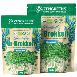 ZenGreens® - Bio Ur-Brokkoli Sprossen Samen - Wähle zwischen 10g, 200g und 500g - Brokkolisprossen mit hohem Sulforaphan-Gehalt - Stengelkohl Samen - Brokkolisamen - Keimrate von über 97% 200 g (1er Pack) Bio Ur-Brokkoli Samen
