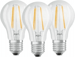 Osram Lamps LED Base Classic A Lampe, in Kolbenform mit E27-Sockel, nicht dimmbar, Ersetzt 60 Watt, Filamentstil Klar, Warmweiß - 2700 Kelvin, 3 Stück (1er Pack) 2700k Warmweiß 3 Pack 60W Klar
