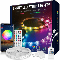 VKH LED Strip 10m, LED Streifen Bluetooth RGB LED Band 10m Selbstklebend mit Fernbedienung und APP, LED Lichterkette LED Beleuchtung für Zimmer Party Rgb 10m