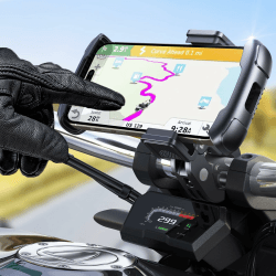 andobil Motorrad Handyhalterung Diebstahlschutz 【Anti-Vibration】 Handyhalterung Fahrrad,【1S Schnellspanner】 Robuste Handyhalter Motorrad für Samsung S24 Ultra mit Hülle für alle 4"-7" Handys Schwarz