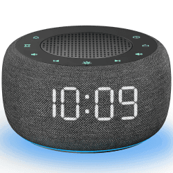 Buffbee Digitaler Radiowecker für das Schlafzimmer - 7-farbiges Nachtlicht, High-Fidelity-Klangqualität mit nach oben gerichtetem Lautsprecher, 4 Wecktöne, Full Range Display Dimmer für den Nachttisch Schwarz