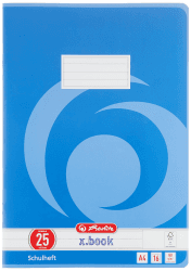Herlitz 3322500 Schulheft (A4, liniert mit Rand, Lineatur 25, Blau) 16 Blatt, 10er Packung