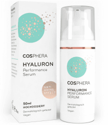 Cosphera Hyaluron Serum hochdosiert 50ml Vegan I Hyaluronsäure Konzentrat Microneedling geeignet I Anti Falten Creme für Augen, Gesicht, Hals & Dekollete Anti Aging Gel für Frauen und Männer