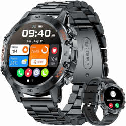 LIGE Smartwatch Herren mit Metallband, 1,39 Zoll Militär Smart Watch mit Herzfrequenz, Blutdruck, Schlafüberwachung für Android iOS, 100+ Sportmodi Fitnessuhr, IP67 Wasserdicht, Bluetooth Anrufe Schwarz
