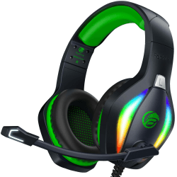 Fachixy 「2024 New」 FC100 Gaming Headset für PS4/PS5/PC/Xbox/Nintendo Switch, PS4 Kopfhörer mit Kabel und RGB Licht, Stereo Surround Kopfhörer mit Mikrofon, Noise Cancelling Gamer Headphones - GRÜN Kabelgebunden GRÜN